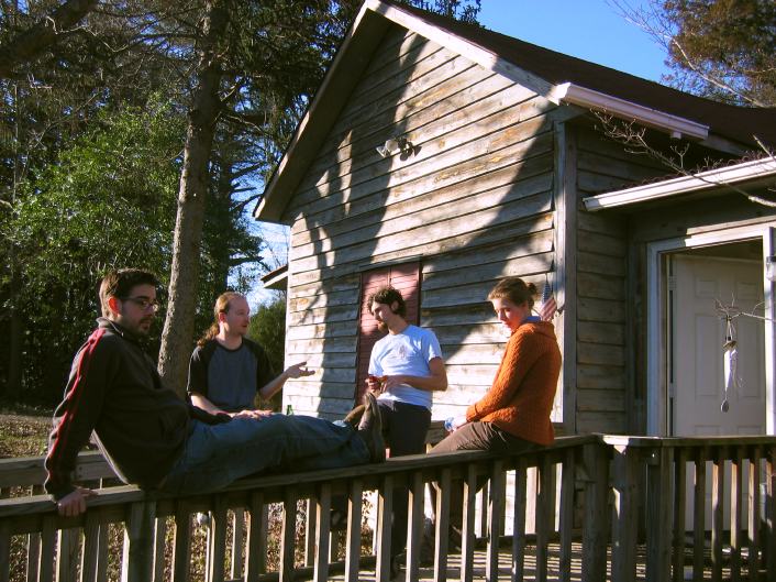 Ashley Chambliss and friends lounging outside Old House Studio